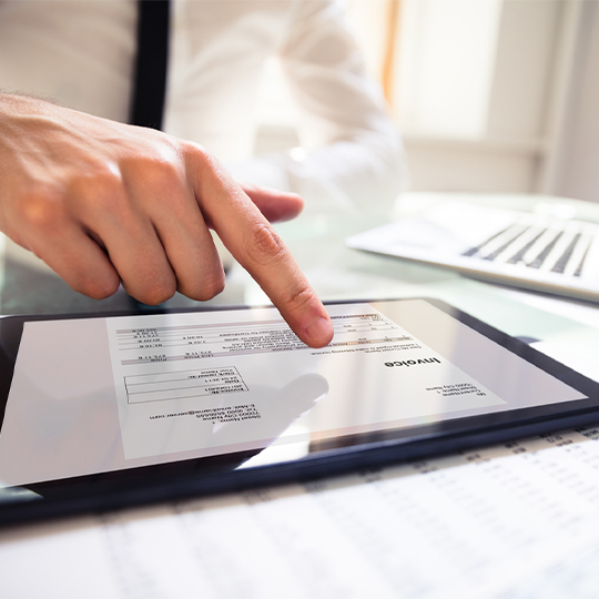 hand working with a tablet